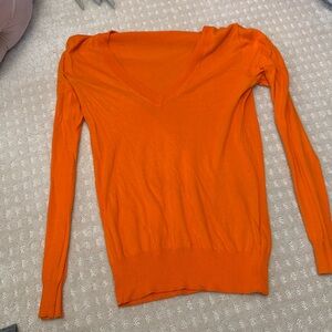 J.Crew orange V-neck cotton sweater